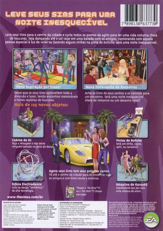 Back Cover for The Sims 2: Nightlife (Windows) (Re-release)