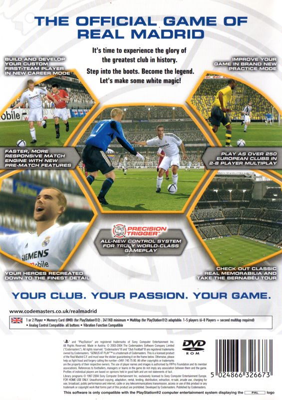 Back Cover for Club Football 2005 (PlayStation 2) (Real Madrid Club Football)