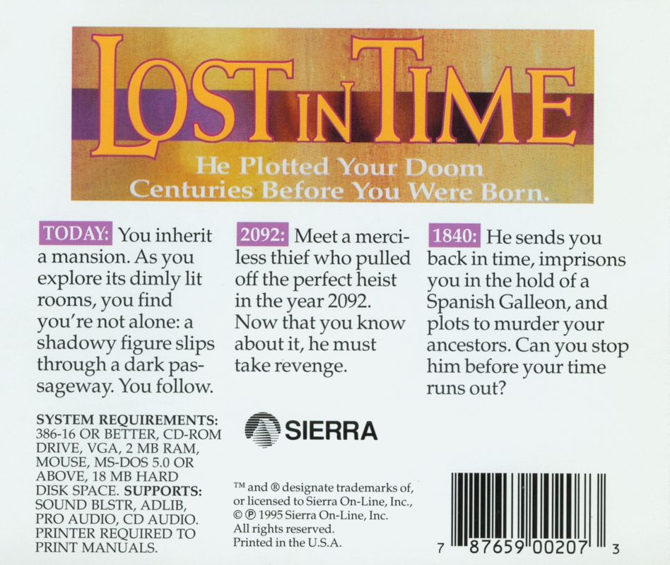 Back Cover for Lost in Time (DOS) (CD-ROM version)