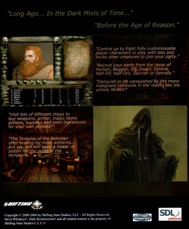 Back Cover for Devil Whiskey (Linux and Windows)