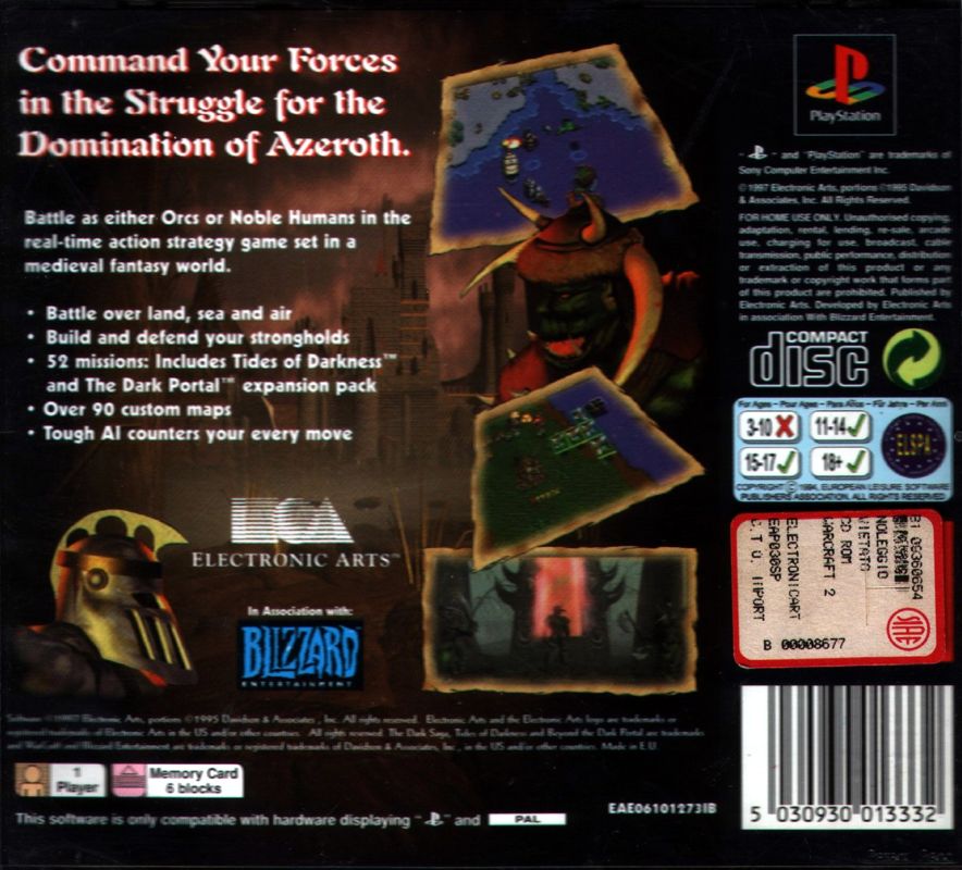 Back Cover for WarCraft II: The Dark Saga (PlayStation)