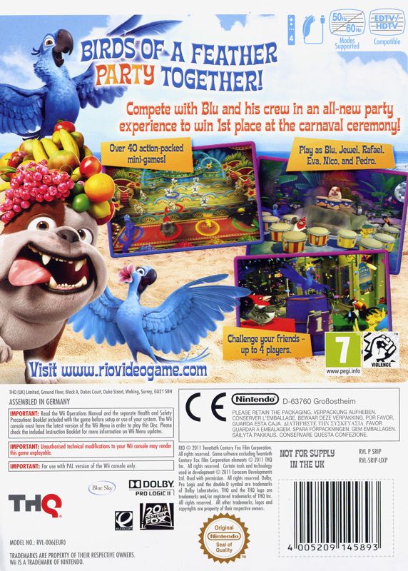 Back Cover for Rio (Wii)