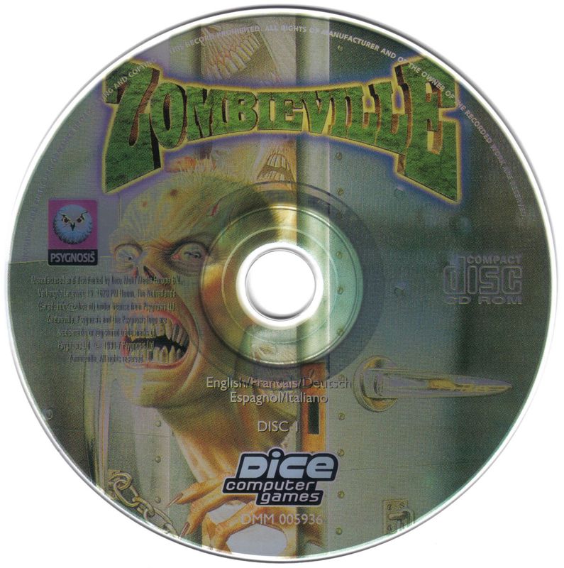 Media for Zombieville (DOS) (Dice release): Disc 1/2
