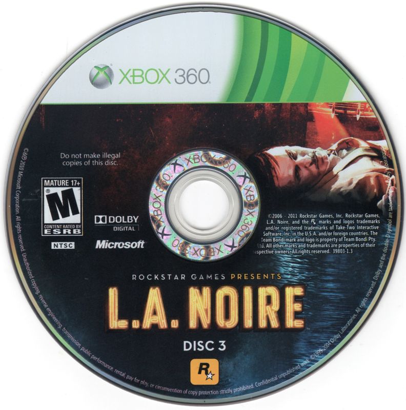 Media for L.A. Noire (Xbox 360): Disc 3/3