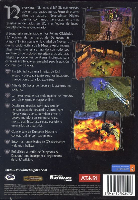 Back Cover for Neverwinter Nights (Windows)