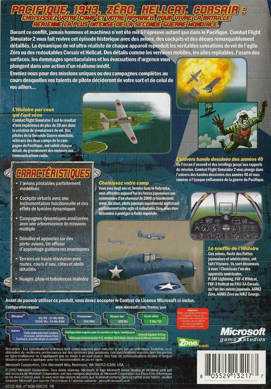 Back Cover for Microsoft Combat Flight Simulator 2: WW II Pacific Theater (Windows) (Keep Case release)