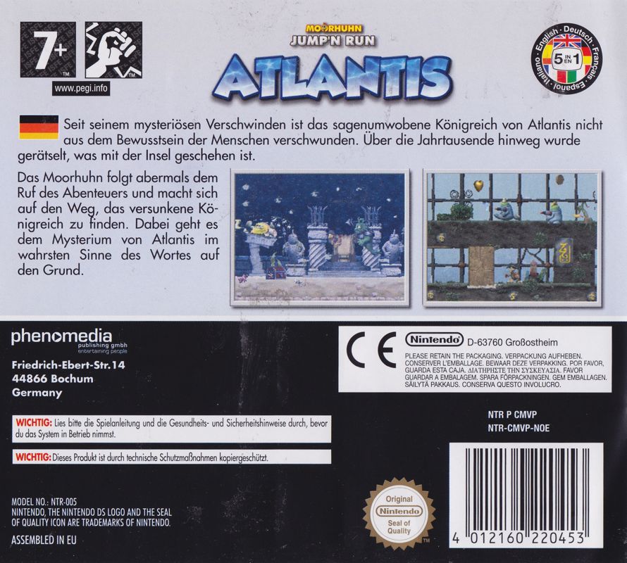 Back Cover for Crazy Chicken: Atlantis (Nintendo DS)