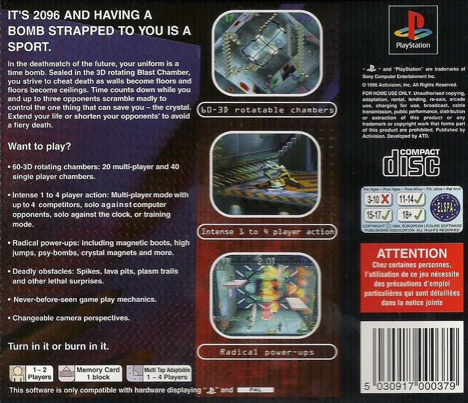 Back Cover for Blast Chamber (PlayStation)