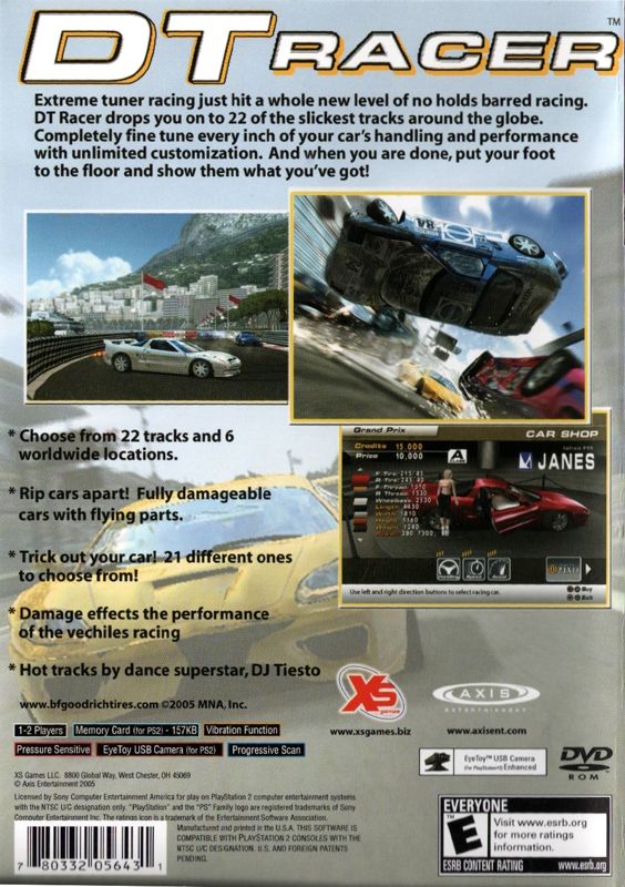 Back Cover for DT Racer (PlayStation 2)