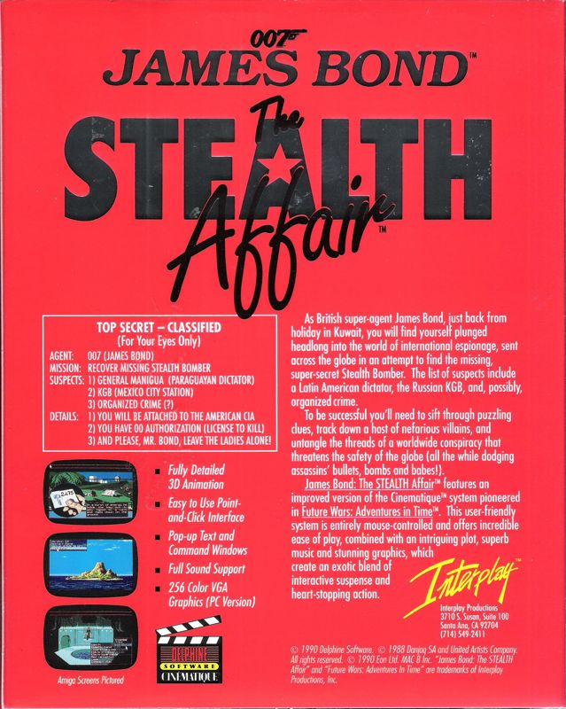 Back Cover for 007: James Bond - The Stealth Affair (DOS) (5.25" Floppy Disk version)