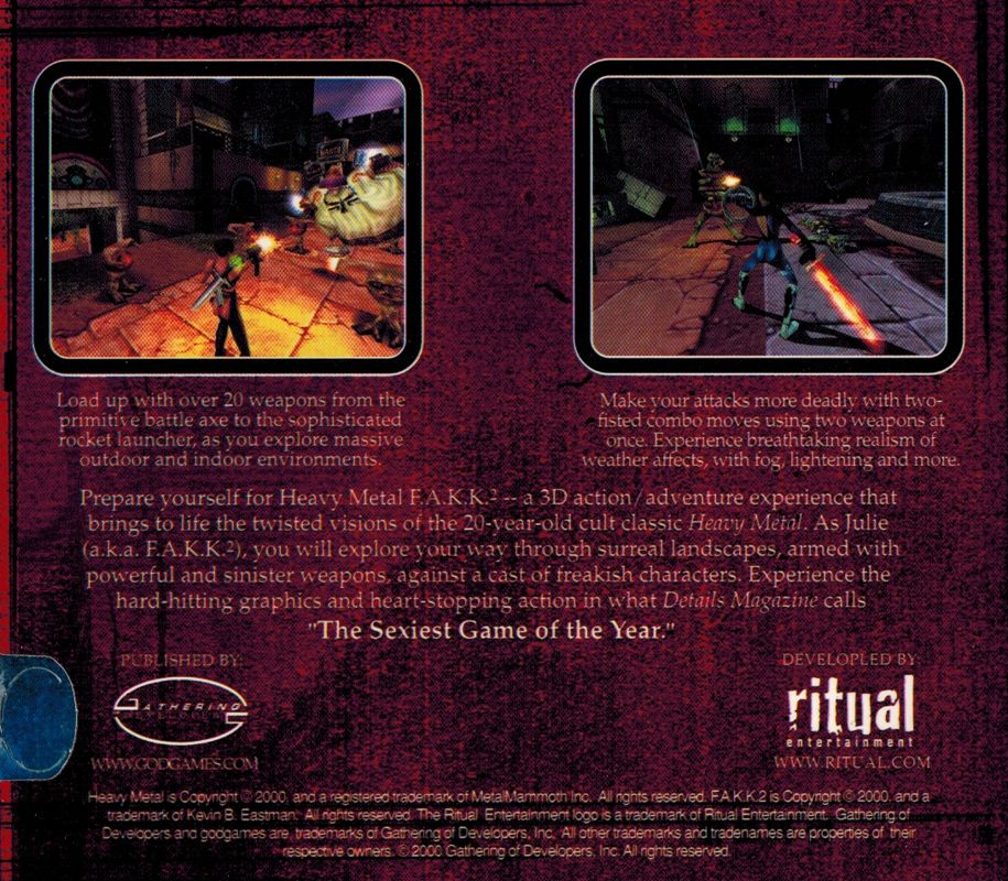 Other for Heavy Metal: F.A.K.K. 2 (Macintosh): Jewel Case - Back