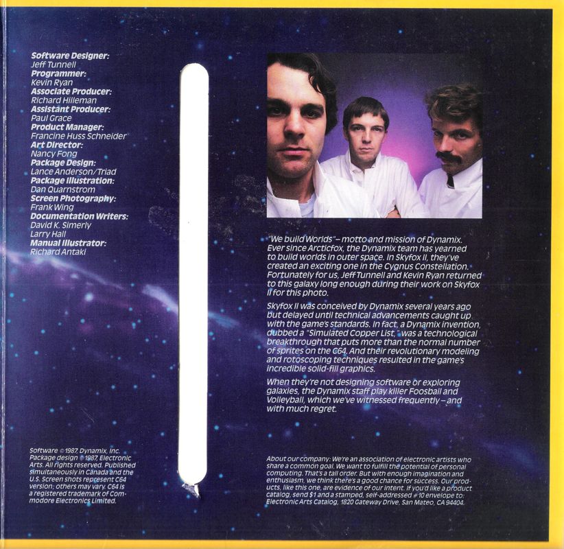 Inside Cover for Skyfox II: The Cygnus Conflict (DOS) (5.25" Release): Right