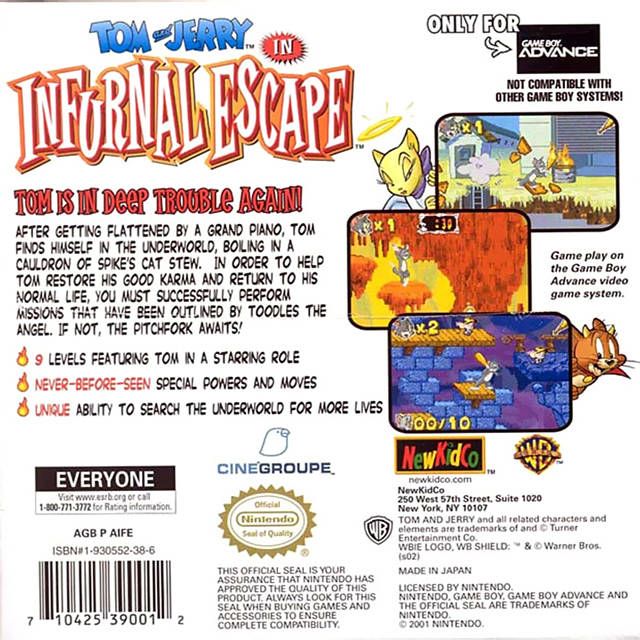 Back Cover for Tom and Jerry in Infurnal Escape (Game Boy Advance)