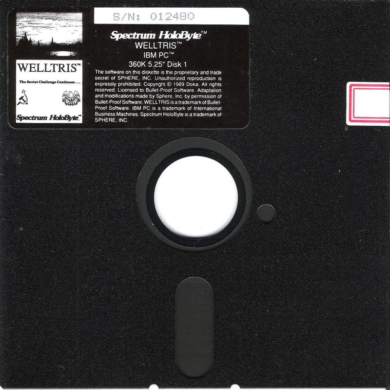 Media for Welltris (DOS) (1st Release (S/N 12080) Dual media release): 5.25" Disk 1/2