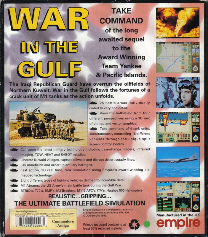 Back Cover for War in the Gulf (Amiga)