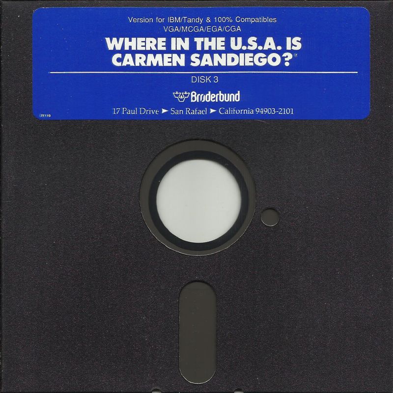Media for Where in the U.S.A. Is Carmen Sandiego? (DOS) (5.25" 1990 re-release): Disk 3/3