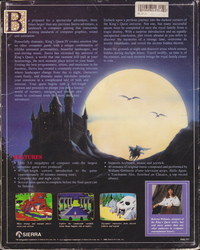 Back Cover for King's Quest IV: The Perils of Rosella (Apple IIgs)