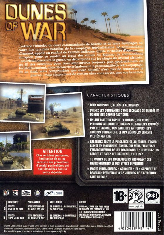 Back Cover for Dunes of War (Windows)