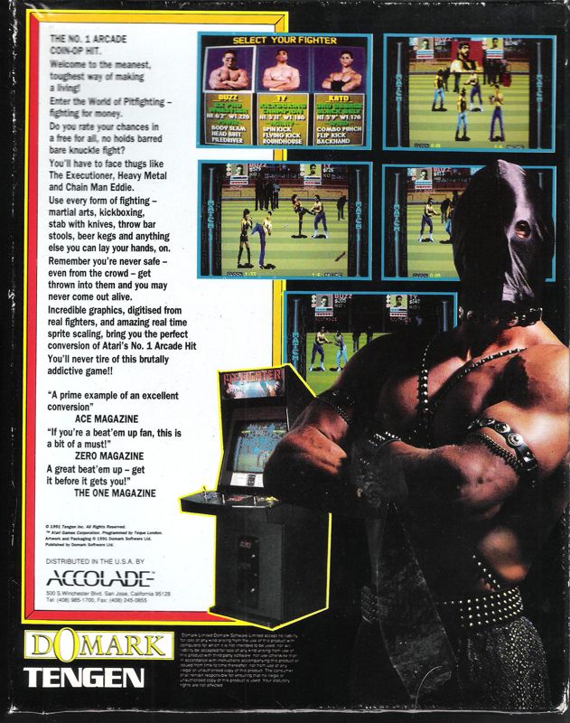 Back Cover for Pit-Fighter (DOS) (Dual Media Release)