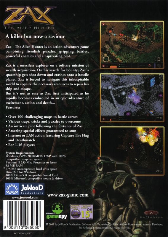 Back Cover for Zax: The Alien Hunter (Windows)