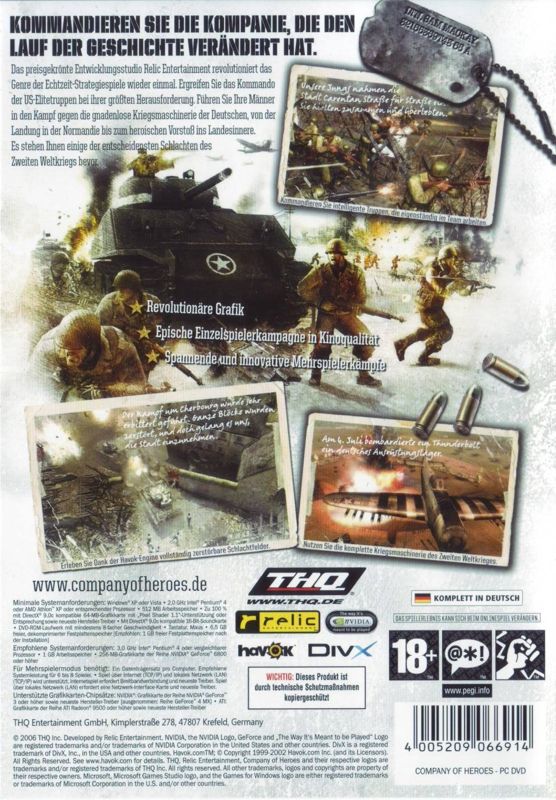 Other for Company of Heroes: Gold Edition (Windows): Company of Heroes - Keep Case - Back