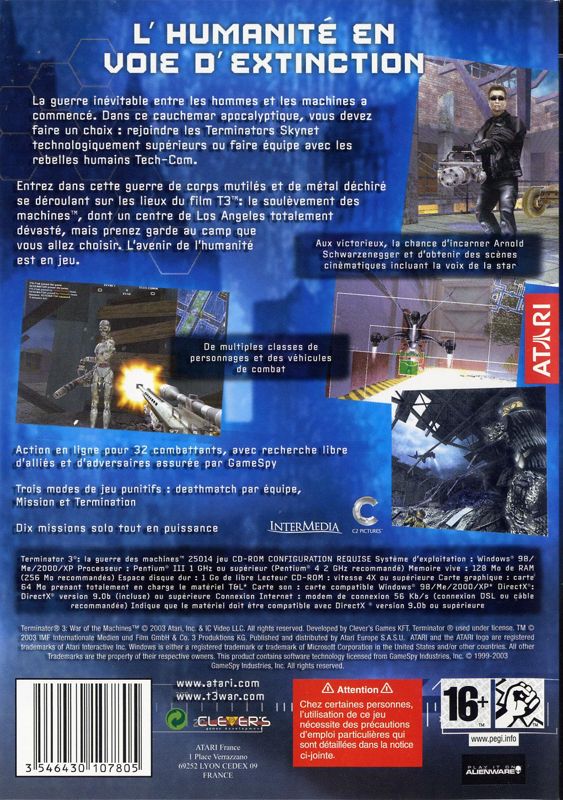 Back Cover for Terminator 3: War of the Machines (Windows)