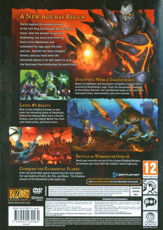 Other for World of WarCraft: Cataclysm (Macintosh and Windows): Keep case - back cover