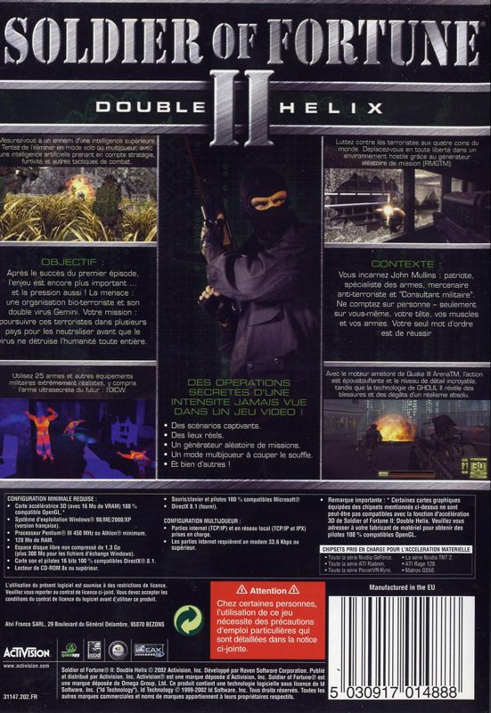 Back Cover for Soldier of Fortune II: Double Helix (Windows)