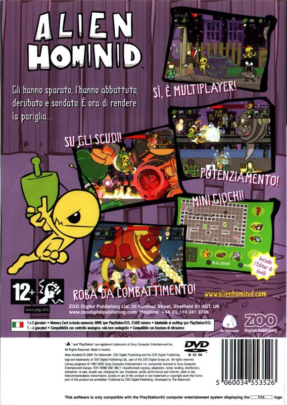 Back Cover for Alien Hominid (PlayStation 2)