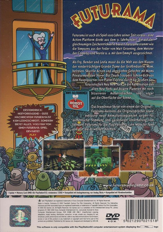 Back Cover for Futurama (PlayStation 2)