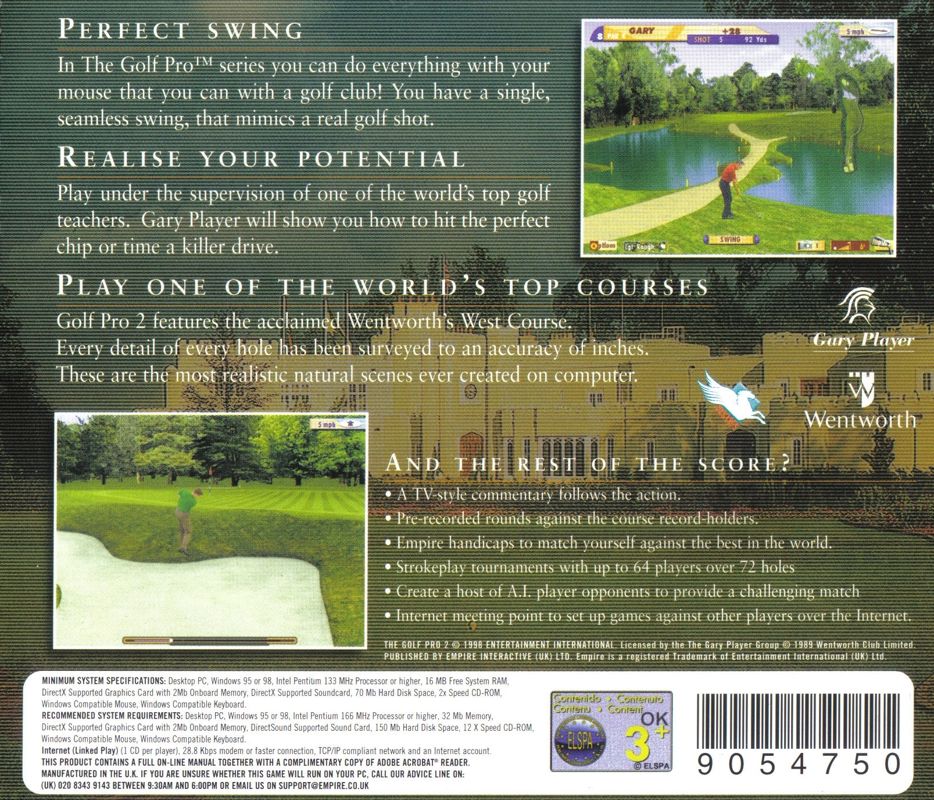 Back Cover for The Golf Pro 2 (Windows)