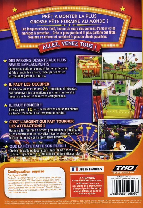 Back Cover for Ride! Carnival Tycoon (Windows)