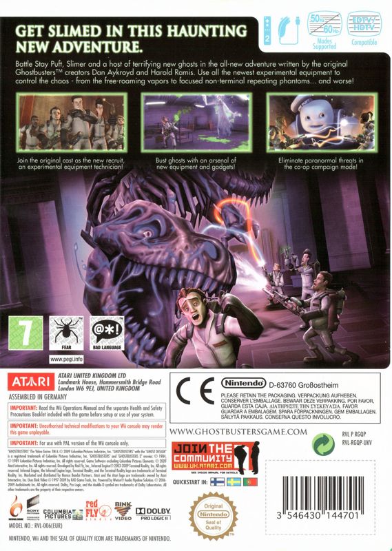 Back Cover for Ghostbusters: The Video Game (Wii)