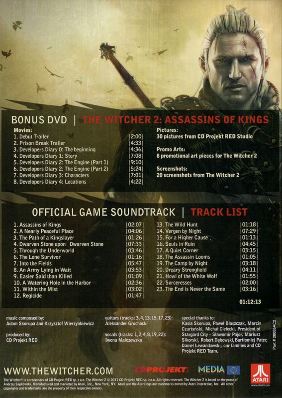 Back Cover for The Witcher 2: Assassins of Kings (Windows): Bonus Materials Keep Case