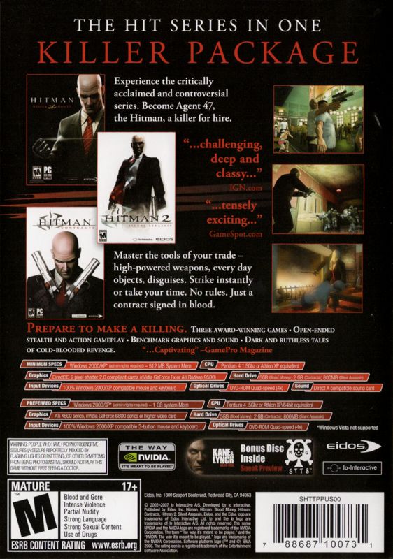 Back Cover for Hitman Trilogy (Windows)
