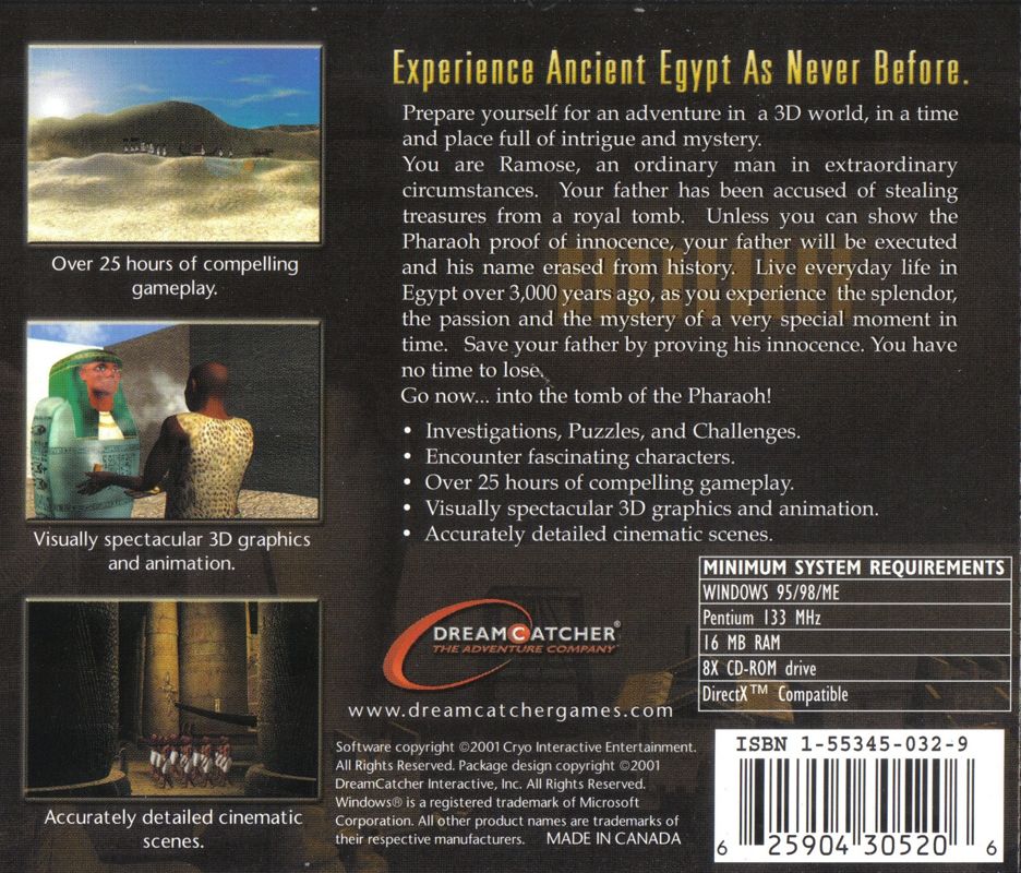 Other for Egypt 1156 B.C.: Tomb of the Pharaoh (Windows): Jewel Case - Back