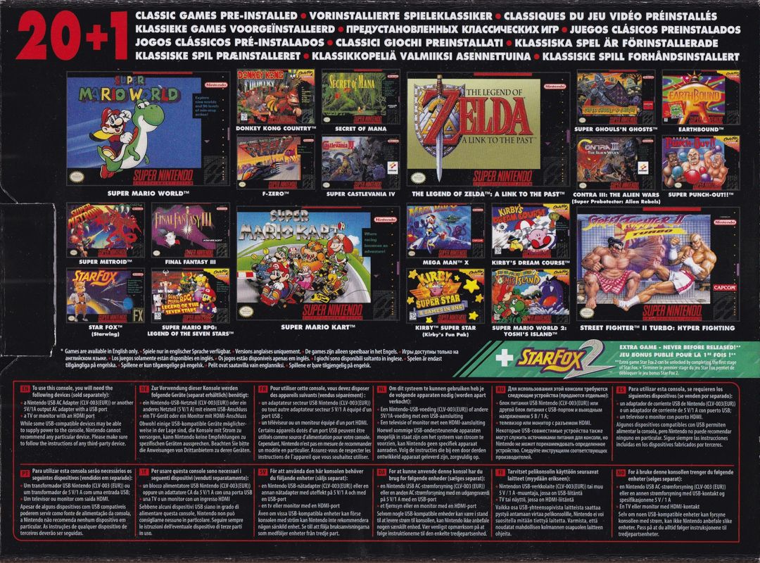 Back Cover for Super Nintendo Entertainment System: Super NES Classic Edition (Dedicated console)