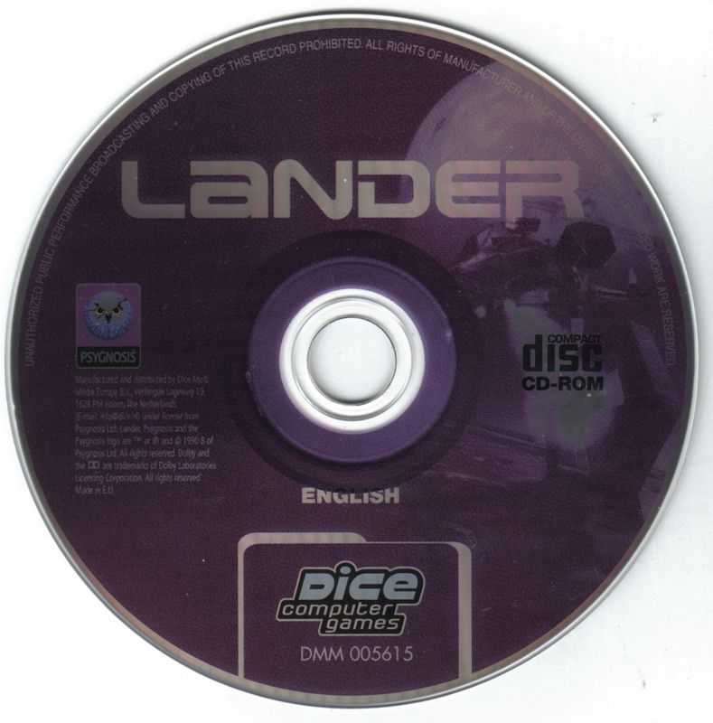 Media for Lander (Windows) (Dice Computer Games release)
