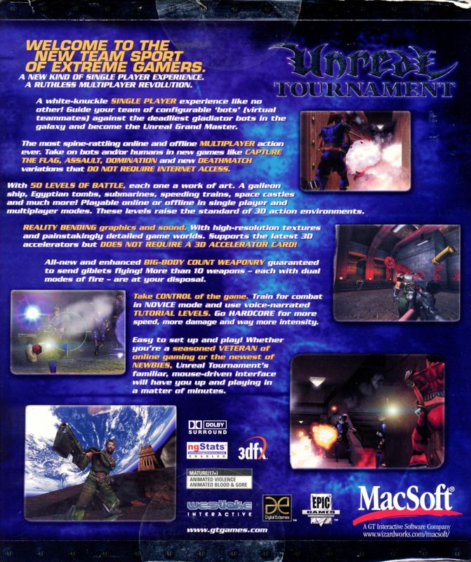 Back Cover for Unreal Tournament (Macintosh)