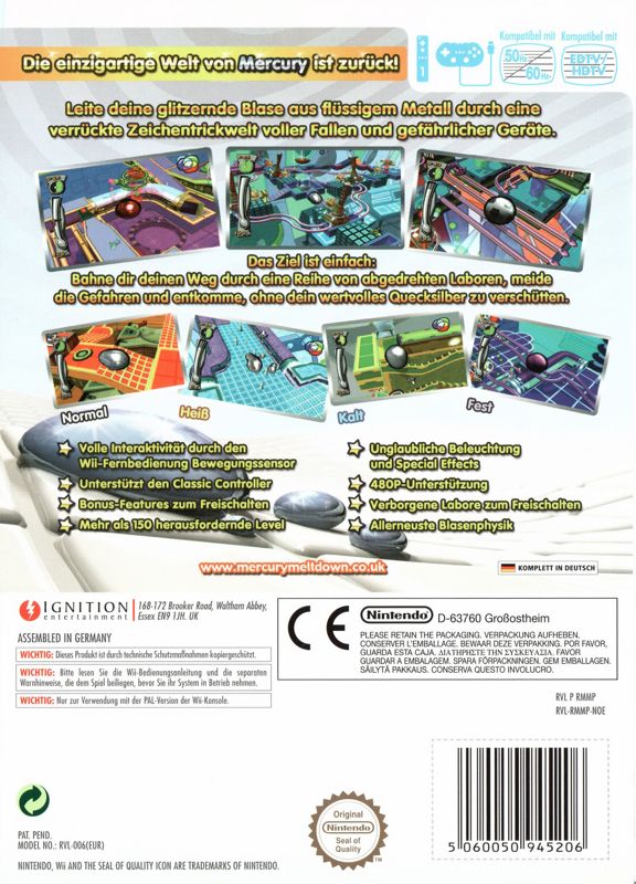 Back Cover for Mercury Meltdown (Wii)