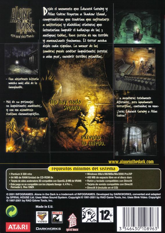 Back Cover for Alone in the Dark: The New Nightmare (Windows) (Best of Atari series)