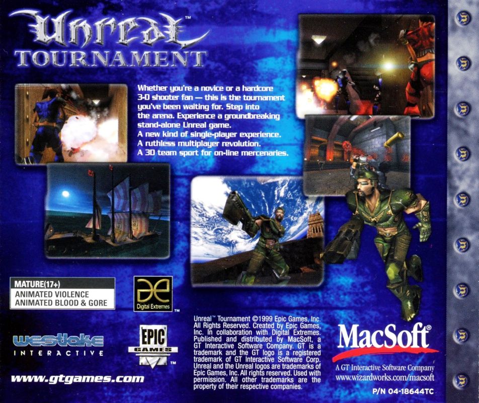Other for Unreal Tournament (Macintosh): Jewel Case Back