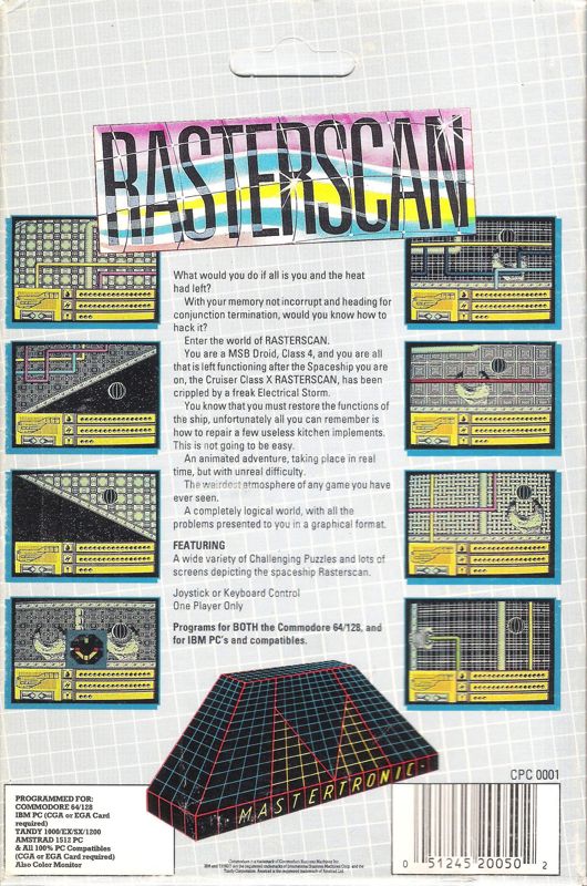Back Cover for Rasterscan (Commodore 64 and PC Booter)