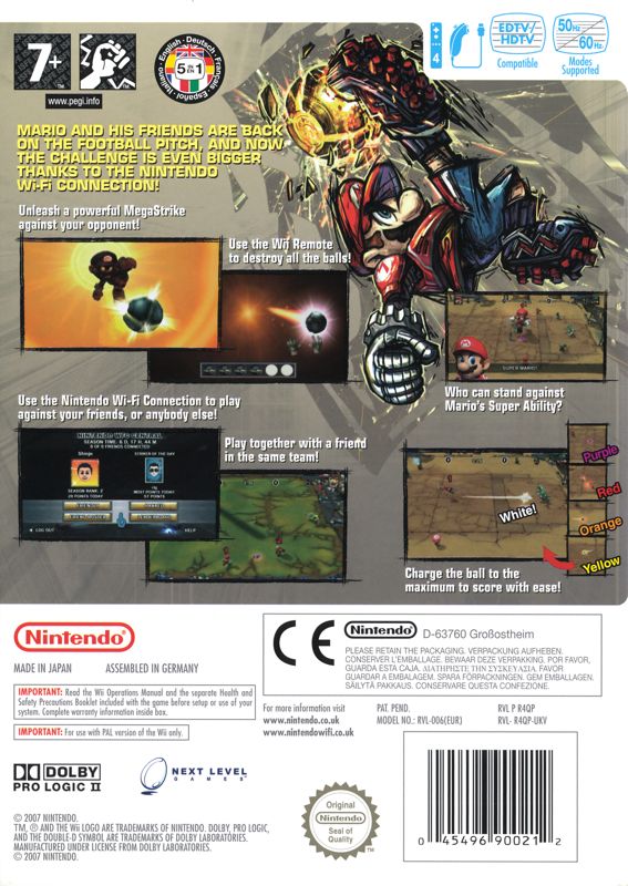 Back Cover for Mario Strikers Charged (Wii)