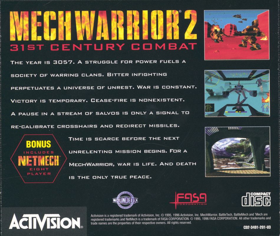 Other for MechWarrior 2: 31st Century Combat (DOS): Jewel Case - Back
