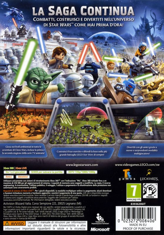 Back Cover for LEGO Star Wars III: The Clone Wars (Xbox 360)