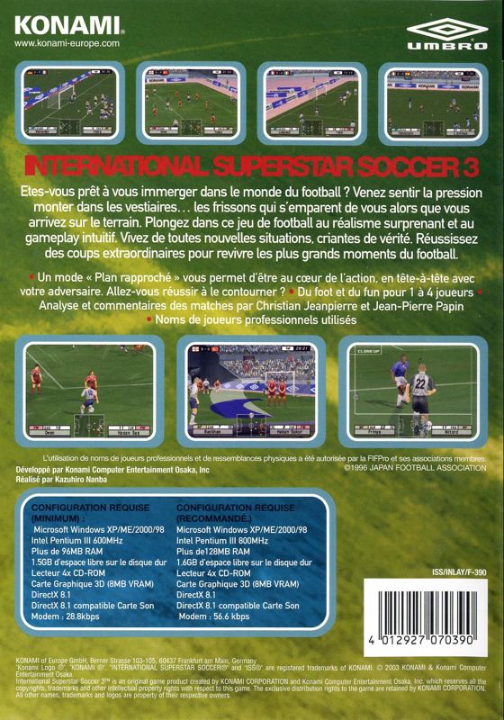 Back Cover for International Superstar Soccer 3 (Windows)