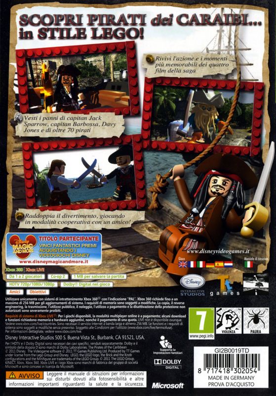 Back Cover for LEGO Pirates of the Caribbean: The Video Game (Xbox 360)