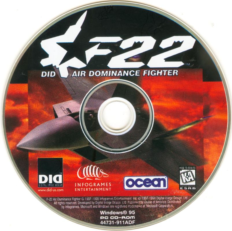 Media for F22 Air Dominance Fighter (Windows) (Includes Red Sea Operations mission pack): Game disc