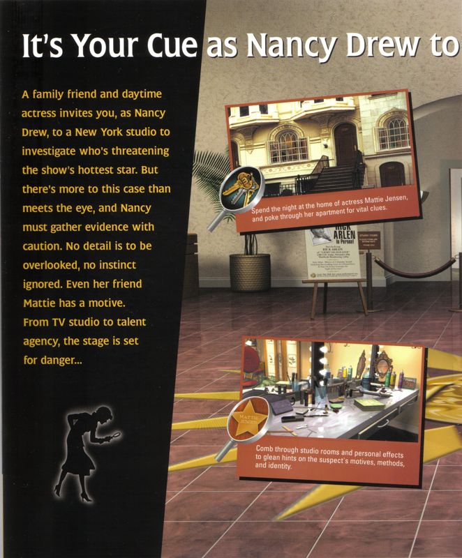 Inside Cover for Nancy Drew: Stay Tuned for Danger (Windows) (Dreamcatcher Release): Left